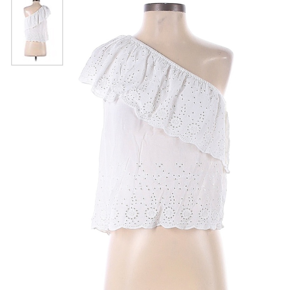 American Eagle One Shoulder Eyelet Top
